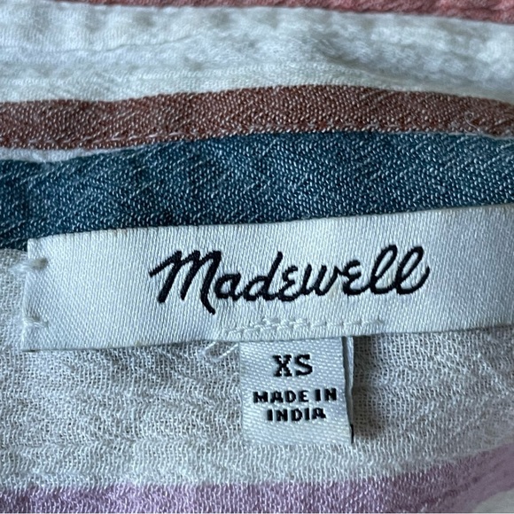 Madewell Gauze Central Button Down Tunic Shirt in Rainbow Stripe 35927 - Picture 4 of 15